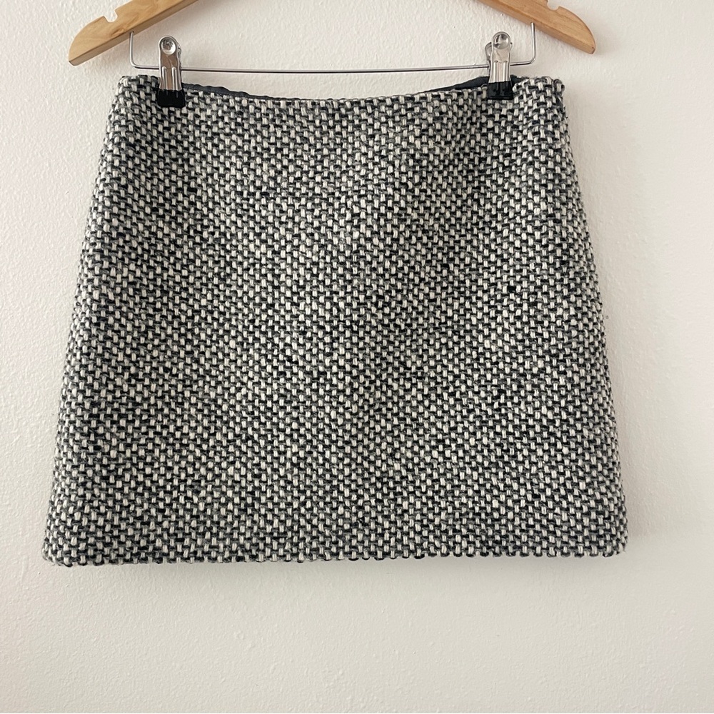 J. Crew Black White Gray Wool Tweed Mini Skirt